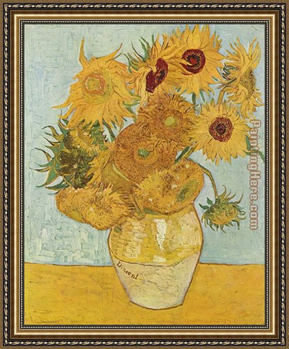 Vincent Van Gogh Vase With Twelve Sunflowers Framed Painting For