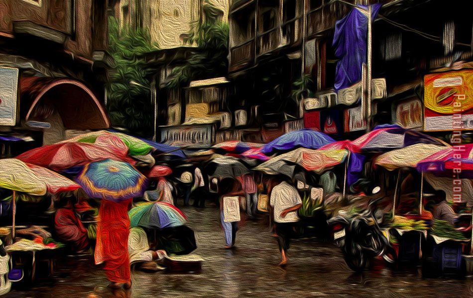 Indian Market Scene painting - 2017 new Indian Market Scene art painting