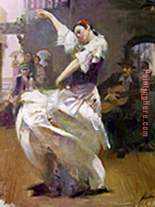 Flamenco in White painting - Pino Flamenco in White art painting
