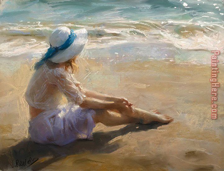 Girl on The Beach painting - Vicente Romero Redondo Girl on The Beach art painting