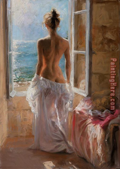 Looking Through Window painting - Vicente Romero Redondo Looking Through Window art painting