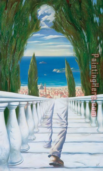 Descent to The Mediterrenean painting - Vladimir Kush Descent to The Mediterrenean art painting
