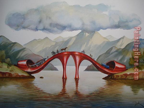 Fashionable Bridge painting - Vladimir Kush Fashionable Bridge art painting