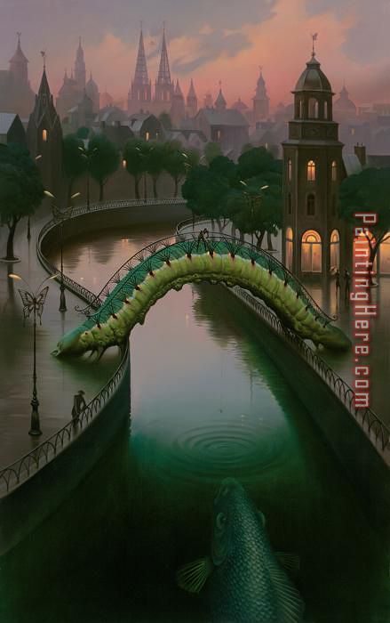 Fish in The City painting - Vladimir Kush Fish in The City art painting