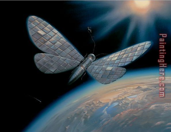 Winged Satellite painting - Vladimir Kush Winged Satellite art painting