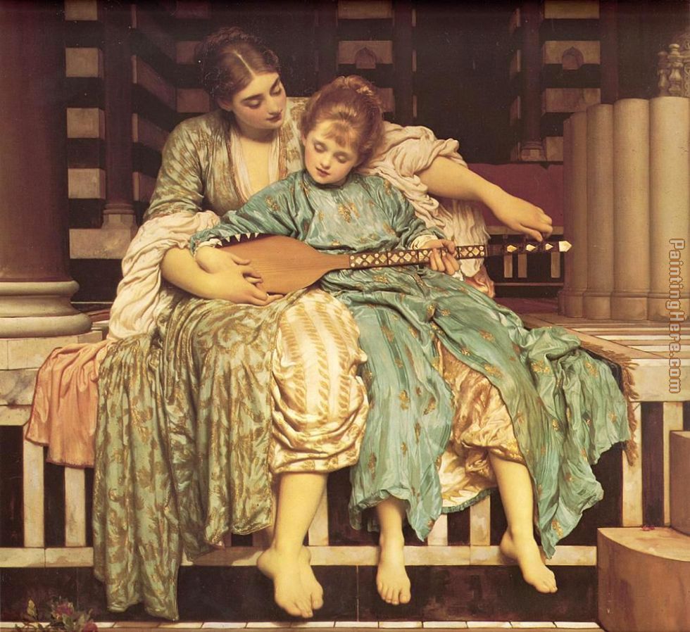 Leighton Music Lesson painting - Lord Frederick Leighton Leighton Music Lesson art painting