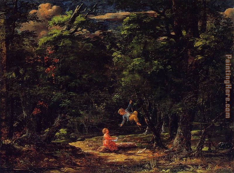 Martin Johnson Heade The Swing, Children in the Woods painting anysize ...