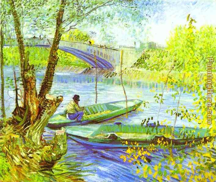Vincent van Gogh Fishing in Spring painting anysize 50% off
