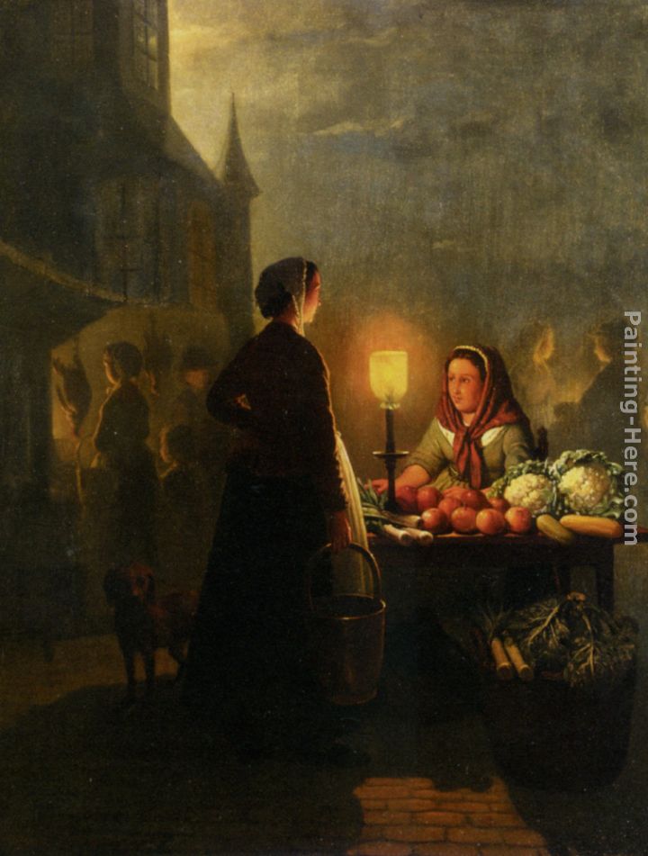 Petrus Van Schendel Market Stall by Moonlight painting anysize 50% off ...