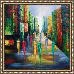 The Night Cafe Framed Paintings - Colorful Night by 2010