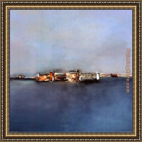 Bleue Framed Paintings - Horizon Bleue by 2010
