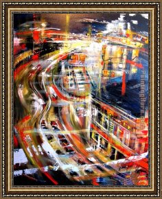 The Night Cafe Framed Paintings - Night CityScape by 2010