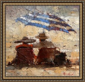 Beach Skyline Framed Paintings - Beach by 2011