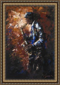 Card Player Framed Paintings - BLUES PLAYER by 2011