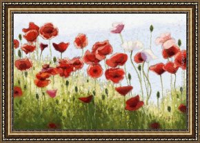 Poppies Framed Paintings - Mountain Poppies III by 2011