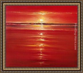 Puffins Over Sea Framed Paintings - Red on the Sea by 2011