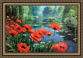 Girl with Red Hair Framed Paintings - Red Poppies by 2011