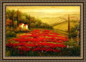 Girl with Red Hair Framed Paintings - Red Poppies in Tuscany by 2011