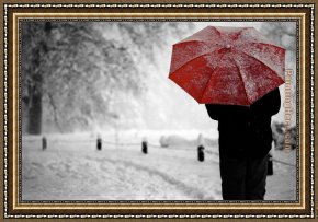 The Umbrellas Framed Paintings - Red umbrella iii by 2011
