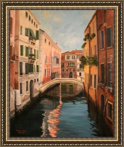 Venice Twilight Framed Paintings - venice morning by 2011