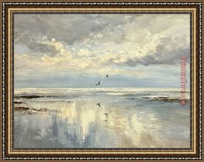 Beach Skyline Framed Paintings - Beach Skyline by 2017 new