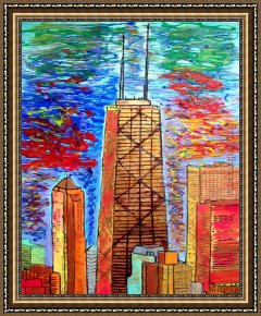 2017 New Framed Paintings - Chicago John Hancock Building by 2017 new
