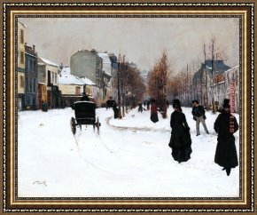 Boulevard Montmarte Framed Paintings - The Boulevard De Clichy Under Snow by 2017 new