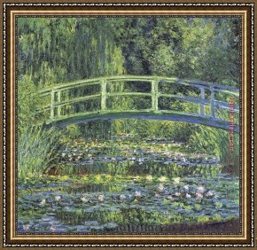 Waterlilies Framed Paintings - Waterlilies And Japanese Bridge by 2017 new