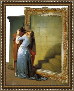 The Kiss (le Baiser _ Il Baccio) Framed Paintings - The Kiss by arturojm by 3d art