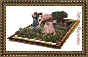 Gather Ye Rosebuds While Ye May Framed Paintings - waterhouse gather flower girls by 3d art