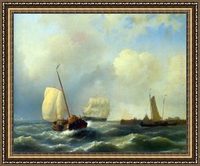 Welsh Coast Framed Paintings - Skirting the Coast on a Breezy Day by Abraham Hulk Snr