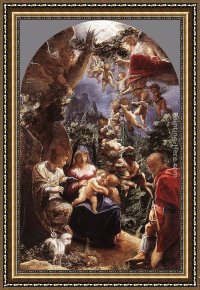 Rest Framed Paintings - Rest on Flight into Egypt by Adam Elsheimer