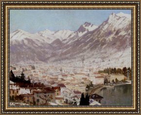 Como Framed Paintings - A View Of Como by Adelsteen Normann