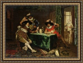 Alexandre Framed Paintings - A Game of Cards by Adolphe Alexandre Lesrel