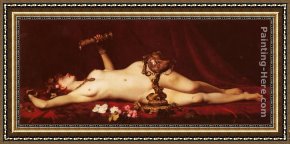 Alexandre-gabriel Decamps Framed Paintings - Bacchante Enivree by Adolphe Alexandre Lesrel