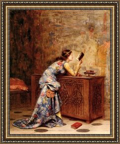 Alexandre Framed Paintings - Captivated by Adolphe Alexandre Lesrel