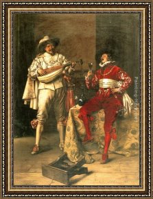 Alexandre Framed Paintings - Gentlemen's Pleasures by Adolphe Alexandre Lesrel