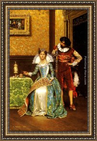 Alexandre Framed Paintings - The Attentive Courtier by Adolphe Alexandre Lesrel
