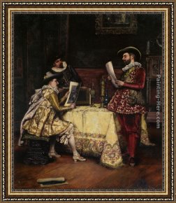 Alexandre Framed Paintings - The Connoisseurs by Adolphe Alexandre Lesrel