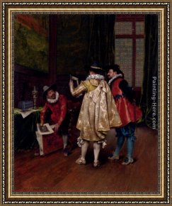 Alexandre Framed Paintings - The Conversation by Adolphe Alexandre Lesrel