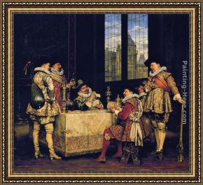 Alexandre Framed Paintings - The Game of Cards by Adolphe Alexandre Lesrel