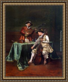 Alexandre Framed Paintings - The Musicians by Adolphe Alexandre Lesrel