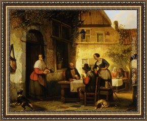Card Player Framed Paintings - The Card Game by Adrien Ferdinand De Braekeleer