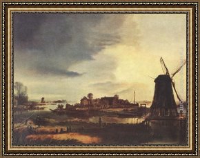 Bartholomeus Van Der Helst Framed Paintings - Landscape with Windmill by Aert van der Neer