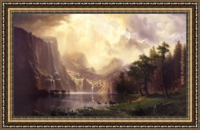 Among The Sierra Nevada Mountains California Framed Paintings - Among the Sierra Nevada Mountains California by Albert Bierstadt