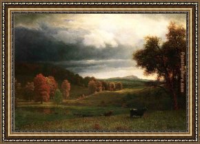 The Clove Catskills Framed Paintings - Autumn Landscape The Catskills by Albert Bierstadt