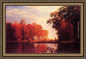 Autumn Landscape Framed Paintings - Autumn Woods by Albert Bierstadt