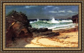 Beach Skyline Framed Paintings - Beach at Nassau by Albert Bierstadt