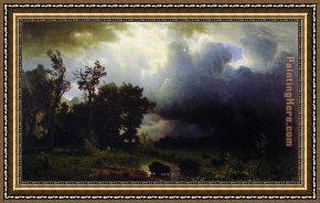 The Buffalo Trail Framed Paintings - Buffalo Trail by Albert Bierstadt