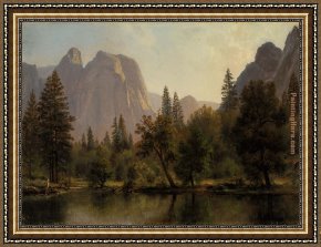 The Valley of Peace Framed Paintings - Cathedral Rocks, Yosemite Valley by Albert Bierstadt